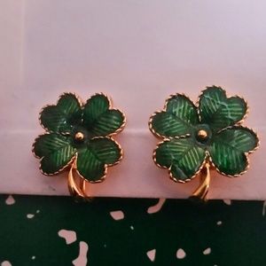 Vintage Avon Four Leaf Clover Clip On Earrings.